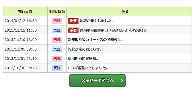 コメント確認用 メッセージ照会 | ご利用ガイド | STAR-MF