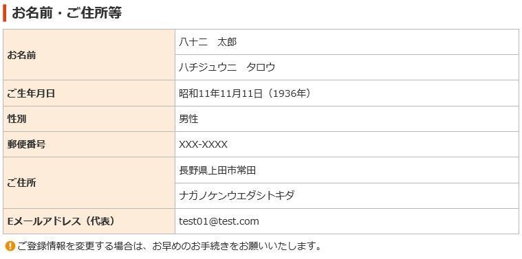 登録情報詳細の画像です。